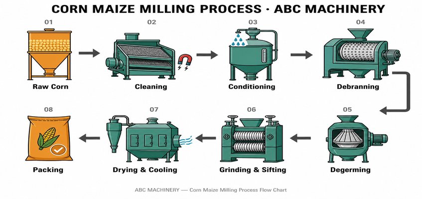 flour milling processing production flow chart