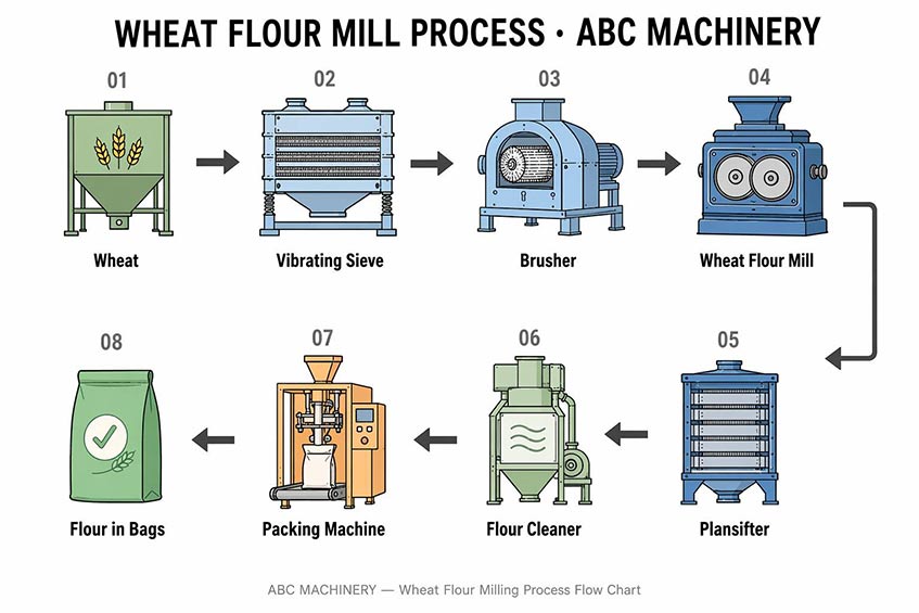 flour mill production process flow chart